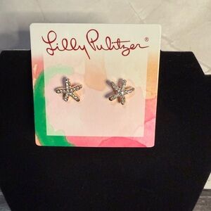New Lilly Pulitzer Gold Sparkling Starfish Pierced Stud Earrings